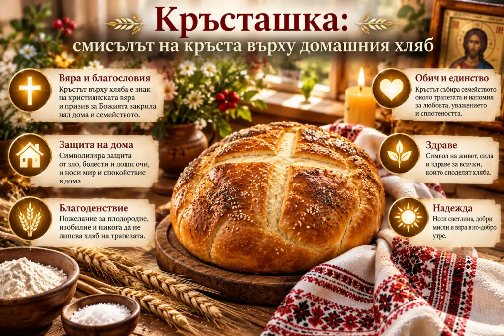 Кръсташка: смисълът на кръста върху домашния хляб